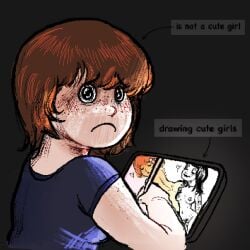 artist_self-insert chubby_female dark_room drawing drawing_in_a_drawing drawing_tablet flowersonwalls funny goth_girl literally_me meme not_porn original original_character pinup self_insert self_upload