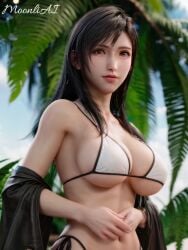 3d ai_generated beach big_ass big_breasts big_butt bikini final_fantasy_vii final_fantasy_vii_remake long_hair looking_at_viewer moonliai render suit teasing thick thick_thighs tifa_lockhart