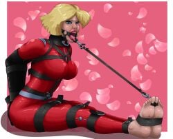 armbinder blonde_hair blue_eyes bondage bound bound_toes clover_(totally_spies) collar female female_only femsub fully_clothed gag meowitzher open_mouth open_mouth_gag png shiny_clothes tight_clothing tongue tongue_bondage tongue_forced_out tongue_gag tongue_out totally_spies