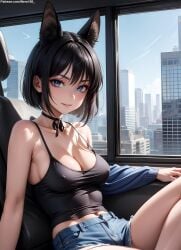 1girls 2d ai_generated allied_hyakkiyako_academy_student animal_ears ass athletic athletic_female black_hair blue_archive blue_eyes cat_ears cat_girl chest cute cute_face detailed eyelashes eyeshadow female female_only fit fit_female focus high_quality hyakkaryouran_conflict_resolution_council_(blue_archive) indoors kikyou_(blue_archive) light-skinned_female light_skin lips lipstick looking_at_viewer makeup mascara medium_breasts medium_hair navel nero100 ocean outdoors pale-skinned_female pale_skin petite petite_body posing seductive seductive_look short_hair shorts sitting skinny skinny_girl smile smirk solo stable_diffusion tagme tanktop thighs thin thin_waist young younger_female