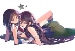 2girls ass bishoujo_senshi_sailor_moon breasts clothed clothing death_busters dual_persona female female_only hotaru_tomoe long_hair mistress_9 pale-skinned_female pale_skin pinup pop_kyun purple_eyes purple_hair sailor_saturn sailor_senshi selfcest short_hair small_breasts softcore villainess yuri