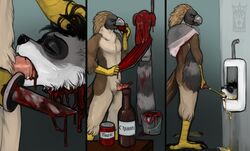 2019 accipitrid accipitriform alcohol anthro avian balls beak bird blood bodily_fluids bucket cannibalism closed_eyes death decapitation digital_media_(artwork) duo eagle erection feathers fur genital_fluids gore gradient_background guts hair intestines knife male mammal necrophilia nude open_mouth oral peeing penis philippine_eagle pirate_eagle severed_head signature silence_of_the_lambs simple_background skinning smile snuff solo standing talons torakuta urinal urine