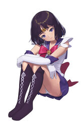 bishoujo_senshi_sailor_moon boots choker clothing gloves hotaru_tomoe lud_(artist) panties pantyshot sailor_saturn serafuku short_hair short_skirt skirt tagme upskirt