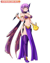 1girls ayane_(doa) big_breasts boots breasts cosplay dead_or_alive dead_or_alive_5 female female_only headband keaton_mask kunai legwear looking_at_viewer metal_bikini navel ocarina_of_time outfit patreon pelvic_curtain pink_eyes purple_hair purple_legwear reit scarf short_hair slave_bikini slave_leia_(cosplay) solo star_wars the_legend_of_zelda thighhighs weapon