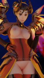 1girls 3d alternate_costume areolae blizzard_entertainment breasts devil_mercy female female_only horns human_only lemony-senpai looking_at_viewer mercy nipples overwatch pussy solo wings