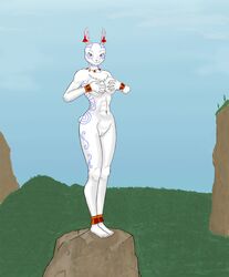 1girls 2019 absurd_res anthro big_breasts breasts camelid digital_media_(artwork) female female_only fur furry hi_res llama llamita mammal nude pussy smile solo superabsurd_res white_body white_fur yarkea