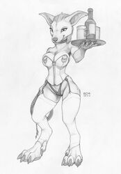 2019 alcohol anthro barmaid beverage big_feet blizzard_entertainment breasts cameltoe canid canine cleavage clothed clothing collar corset ecmajor female hair hi_res legwear lingerie looking_at_viewer mammal monochrome partially_visible_vulva sketch solo stockings video_games waiter warcraft were werecanid werecanine whip worgen