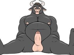 4:3 balls belly big_balls big_penis body_hair bovid bovine cattle chest_hair ferdinand_(film) ferdinand_the_bull hi_res horn male male_only mammal musclegut muscular nipples oystercatcher7 pecs penis slightly_chubby solo spanish_fighting_bull testicles