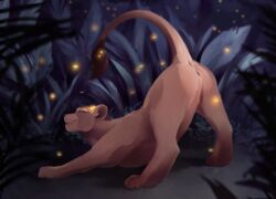 2019 absurd_res animal_genitalia animal_pussy anus ass ass_up bedroom_eyes bite biting_lip biting_own_lip dark detailed_background disney elicitie felid feline_pussy female female_feral feral fur half-closed_eyes hi_res in_heat lion looking_back mammal nala nature night outside pantherine presenting presenting_hindquarters presenting_pussy pussy raised_tail seductive self_bite smile solo spread_legs spreading tan_body tan_fur the_lion_king