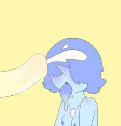 1futa 1girls animal_genitalia animal_penis blue_pearl_(steven_universe) cartoon_network cum cum_in_mouth fanart futa_on_female futanari intersex penis steven_universe yellow_pearl_(steven_universe)