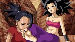 artist_request barefoot caulifla clothed_female dragon_ball dragon_ball_super feet foot_fetish foot_focus kale saiyan sitting soles tagme toe_licking toes unknown_artist yuri