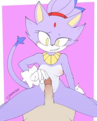 2019 absurd_res anthro blaze_the_cat border breasts domestic_cat duo felid feline felis female female_focus glansjob happy hi_res human human_on_anthro humanoid_penis imminent_penetration imminent_sex interspecies intimidated long_penis male mammal measuring_penetration_depth medium_breasts nipples nude penis pov slim_waist smile solo_focus sonic_(series) straight surprised surrealtone thick_thighs thin tight_pussy touching_penis white_border