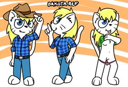 2019 anthro blonde_hair breasts clothed clothing cowboy cowboy_hat dakota_(pink) digital_media_(artwork) domestic_cat felid feline felis female fingers fur genitals hair hat headgear headwear looking_at_viewer mammal open_mouth pokefound pussy simple_background smile solo tongue western