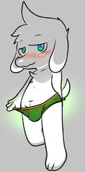 1boy 2d anthro anthro_male anthro_only asriel_dreemurr balls blush boss_monster bovid caprine clothing contimplatininspiratio digital_media_(artwork) furry furry_male furry_only glowing hi_res humanoid humanoid_male humanoid_only male male_only mammal mammal_humanoid monster penis solo undertale undertale_(series) underwear video_games young