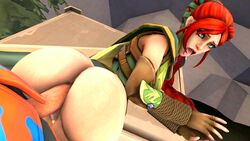 3d ahe_gao cassie_(paladins) chibuke green_eyes paladins red_hair source_filmmaker tongue video_games