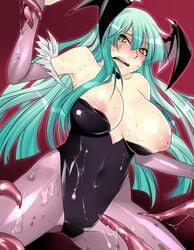 big_breasts clothing darkstalkers huge_breasts large_breasts makuro morrigan_aensland succubus tagme tentacle tentacles