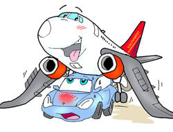 aircraft airplane ambiguous_penetration blushing cars_(film) cum_on_ground disney living_machine looking_pleasured pixar rough_sketch sally_carrera simple_background tailpipe_penetration vehicle where_is_your_god_now white_background