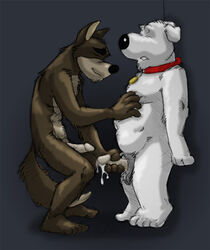 anthro blitz brian_griffin canine collar crossover cum dog family_guy fur furry furry_only handjob k-9 male male_only mammal multiple_males no_humans nude penis road_rovers side_view standing tagme yaoi