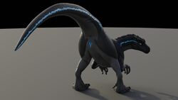 16:9 3d abflisterger absurd_res allosaurid allosaurus anus arched_back ass biped blue_anus blue_eyes blue_pussy blue_stripes clitoris countershading dinosaur female feral genitals grey_body hi_res looking_at_viewer looking_back nude plump_labia presenting presenting_anus presenting_hindquarters presenting_pussy pussy raised_tail rear_view reptile scales scalie simple_background solo spread_legs spreading stripes theropod widescreen ziina