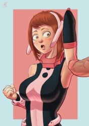 1girls arm_behind_head arm_up armpit_fetish armpit_sex armpits brown_eyes brown_hair count_kristo my_hero_academia ochako_uraraka tagme