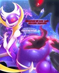 2019 2boys absurd_res anthro anthrofied ass ass_expansion ass_grab bat big_ass big_testicles blush camychan chubby detailed_background dragon duo english_text erection femboy gay ghost giratina girly hands_on_ass hi_res huge_ass imminent_sex larger_male legendary_pokémon looking_back lunala male male_only nintendo penis pokémon_(species) pokemon pokemon_dppt pokemon_sm rear_view scalie size_difference smaller_male testicles text thick_thighs video_games wide_hips yaoi