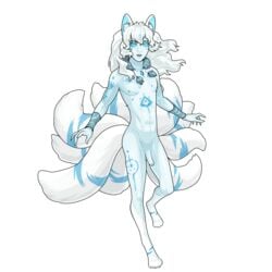 2019 absurd_res alpha_channel animal_humanoid anonymous_artist blue_body blue_eyes blue_nipples canid canid_humanoid canine canine_humanoid digital_media_(artwork) etis flaccid fox fox_humanoid fur hair hi_res humanoid humanoid_penis looking_at_viewer male male_only mammal mammal_humanoid markings multi_tail nipples nude open_mouth paws penis simple_background solo transparent_background white_body white_fur white_hair