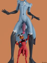 absurd_res anthro blender_(disambiguation) demon duo fuckboy gay helluva_boss hi_res imp male male/male moxxie_(helluva_boss) nocturnalfuzz nude pinup pose simple_background size_difference stolas_(helluva_boss)