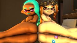 2girls 3d 3d_(artwork) inkling inkling_girl lena(inkling) lena_(original_character) lusty_sfm presenting presenting_ass presenting_pussy pussy splatoon splatoon_(series) splatoon_2 splatoon_3