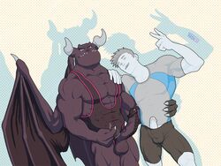 2boys bara dragaux dragon gay horns male_only ring_fit_adventure scalie tagme viridicox wii_fit wii_fit_trainer wii_fit_trainer_(male) wings