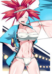 1girls abs alternate_breast_size alternate_costume alternate_outfit ass belly big_breasts big_hair blush breasts cleavage closed_eyes clothed coat eyes_closed female female_only fist flannery_(pokemon) fundoshi game_freak hachimaki hair_ornament headband huge_breasts human human_only japanese_clothes lantern large_breasts lights navel night nintendo nose_blush open_clothes open_mouth outdoors pokemon pokemon_oras pokemon_rse ponytail pose red_hair revealing_clothes short_hair smile solo source_request standing stomach suzusiigasuki sweat teeth thick_thighs thigh_gap thin_waist tongue underboob underwear wet white_border yamakasa