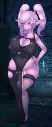 1futa balls big_penis black_clothing black_dress blizzard_(disambiguation) blizzard_entertainment breasts busty cleavage cleavage_cutout clothed clothing digital_media_(artwork) dress dungeon elf fan_character fantasy fishnet fishnet_stockings futa_only futanari gynomorph hair hi_res high_heels humanoid humanoid_pointy_ears intersex legwear lipstick long_nails long_penis makeup nails night_elf nipples nirriti penis penis_under_dress pink_body pink_hair pink_skin pointy_ears smile solo standing stockings video_games voluptuous warcraft