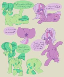 2019 dialogue digital_media_(artwork) english_text equid equine fur green_body green_fur green_hair hair hi_res itoruna long_labia mammal my_little_pony pterippus purple_body purple_fur pussy text wings