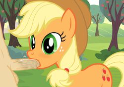 accurate_art_style animated applejack_(mlp) correct_artstyle deepthroat duo fellatio fellatio_from_feral female friendship_is_magic furry kajio male male_human/female_feral male_on_feral my_little_pony penis zoophilia