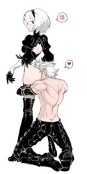 1boy angry anilingus ass ass_worship dat_ass eve_(nier_automata) female head_in_ass huge_ass leotard nier:_automata short_hair thong thong_leotard white_hair yorha_2b