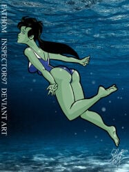 1girls 2014 ass big_ass elementals fathom_(elementals) female green_skin inspector97 solo underwater