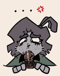 algob4v bav big_cock big_eyebrows black_eyes brown_penis brown_skin bunny bunny_boy bunny_ears dark-skinned_male dark_penis dark_skin forced_oral gray_fur oral oral_sex rape raped_male saliva saliva_on_penis tears tears_in_eyes twink