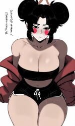 1girls brawl_stars breasts kaze_(brawl_stars) large_breasts looking_at_viewer solo white_background