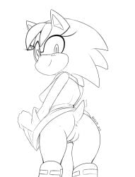 anus ass bernadette_hedgehog dress furry gloves hedgehog kayla-na looking_at_viewer mobian_(species) monochrome pussy sketch smiling_at_viewer sonic_(series) sonic_the_hedgehog_(archie) sonic_the_hedgehog_(comics) sonic_the_hedgehog_(series) tail third-party_edit