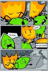 battle_for_dream_island bfdi cunnilingus dialogue eating_pussy firey_(bfdi) jacknjellify jnj leafy_(bfdi) licking_pussy oral penetration sex text vaginal vaginal_penetration wholesome_sex