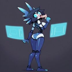 ai_generated blue_body blue_eyes blue_hair blue_skin metal metallic_body original_character robot robot_girl robot_humanoid simulator simultaneous simultaneous_orgasms waifu waifu_night