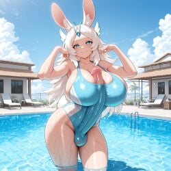 1futa ai_generated balls bathing_suit big_balls big_boobs big_breasts big_cock big_penis big_testicles blue_eyes boobs breasts bunny_ears bunny_tail cleavage cock cock_between_breast erection fit fit_futa fluffy_hair futanari gigantic_cock gigantic_penis hi_res huge_boobs huge_breasts huge_cock huge_penis large_boobs large_breasts large_cock large_penis light-skinned_futa light_skin long_cock long_hair long_penis looking_at_viewer massive_cock massive_penis noson penis penis_against_belly penis_between_breasts pool smile solo solo_futa sponty standing summer sunny testicles tight_clothing uncensored wet wet_body white_hair