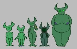 2d 2d_(artwork) 3boys2girls bbw big_breasts blox_cards briggeybruh color colored eyebrow_piercing face_obscured green_eyes green_skin height_comparison height_difference hood imp nipple_piercing nipples piercing piercings roblox roblox_game scars small_but_hung tagme tagme_(character)