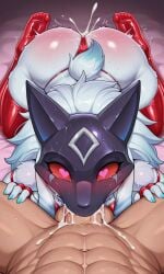 2boys ai_generated blowjob blush cum_in_mouth femboy furry furry_only gay_sex kindred league_of_legends