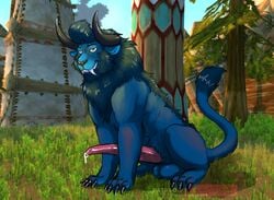 2019 balls big_penis blizzard_entertainment blue_body blue_fur bovid bovine druid felid feral feral_druid fur huge_cock lion long_penis magic_user male male_only mammal nakoo pantherine penis tauren tauren_(feral) tribal_spellcaster video_games warcraft