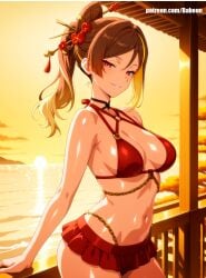 ai_generated breasts chiori_(genshin_impact) female female_only genshin_impact looking_at_viewer medium_breasts self_upload short_hair standing swimsuit