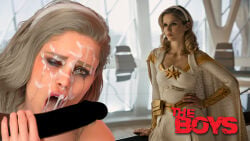 1boy 1girls 3d blonde_hair cum cum_on_face disembodied_penis erection female male oral oral_sex penis running_mascara runny_makeup starlight_(the_boys) tagme_(artist) the_boys