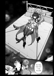 9nojo alternate_costume bdsm bdsm_gear bdsm_outfit big_breasts blake_belladonna bondage breath_play cat_ears catgirl comic commission dildo dominant_female dominatrix exposed_breasts exposed_pussy femdom femsub harnes leather leather_clothing lezdom lezsub nipple_clamps rwby strap-on strapon tied_to_bed yang_xiao_long