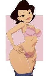 1girls alternate_version_available american_dragon:_jake_long bare_shoulders big_breasts black_eyes black_hair blue_pants bottomwear bra breasts cleavage clothing ear_piercing earrings female female_only hips jeans kyde lace lace-trimmed_bra lace-trimmed_panties lace_trim lips mature mature_female mature_woman milf mother necklace neckwear panties pants pants_down pearl_necklace pink_bra pink_panties smile solo solo_female susan_long thick_lips thighs topwear underwear wide_hips