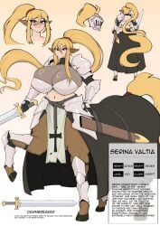 1futa 2026 armored armored_futa big_breasts blonde_hair blue_eyes blushing centaur centaur_futa cleavage dialogue futa_only futanari horny horny_futa horse_ears horse_futa horse_tail huge_breasts imminent_sex implied_futa kikapu_(artist) looking_at_viewer looking_pleasured muscular muscular_futa oc original original_character pointy_ears ponytail text