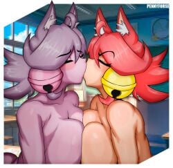 2girls cat_ears cat_girl cat_tail deltarune deltarune_chapter_5 kiss kissing lesbian lesbian_kiss mad_dummy mad_mew_mew pennyforse tagme yuri
